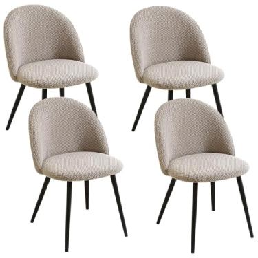 Imagem de RHYII Conjunto de 4 capas de cadeira de jantar modernas de meados do século, com costas curvadas, para sala de jantar, sem braços, para cozinha, escritório, sala de estar, cáqui