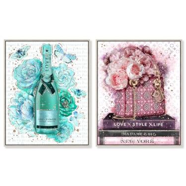 Imagem de Blush Parisian Glam Canvas Print Glam Wall Decor Conjunto de 2 por Art Remedy, Moldura Prata, 40,6 x 50,8 cm