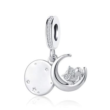 Imagem de Pingente de coruja e estrela da lua, serve para pulseiras Pandora de Natal, aniversário, presente para mulheres, filha, irmã, neta