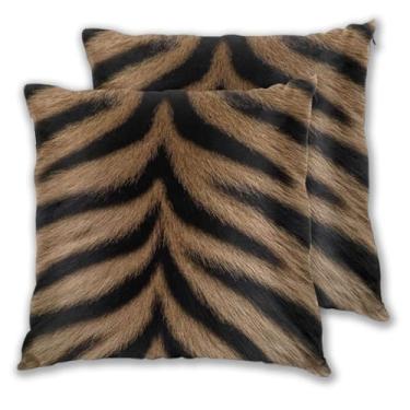 Imagem de Jbofyee Capa de almofada decorativa com estampa de animal de tigre 45,7 x 45,7 cm, almofadas macias para sala de estar, quarto, sofá, sofá, conjunto de 2