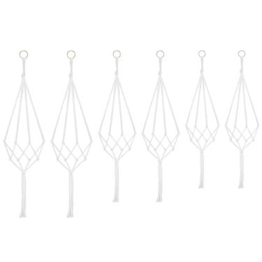 Imagem de Reicyfang Cabides para plantas de macramê, 3 tamanhos 61 cm/81 cm/99 cm, suporte para plantas suspensas internas, conjunto de decoração de casa feito à mão em crochê para pendurar plantas, vaso de