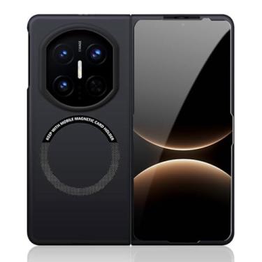 Imagem de POYUFRG Capa magnética para Huawei Mate X7, capa de proteção antiderrapante fosca ultrafina de policarbonato rígido suporta carregamento sem fio, preta, Mate X7