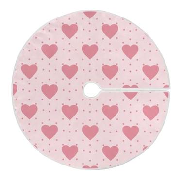 Imagem de Blueangle Saia de árvore de coração de bolinhas rosa de 118 cm - decoração de árvore de férias de poliéster macio resistente a rugas (476)