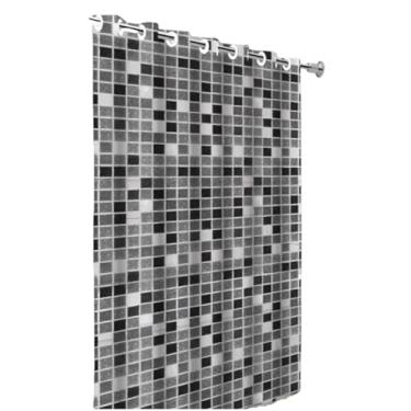 Imagem de Cortina de Box para Banheiro c/Ilhós Anti Mofo Resistente PVC Pastilha cortina para Box de Uso Diário(Pastilha Preta)