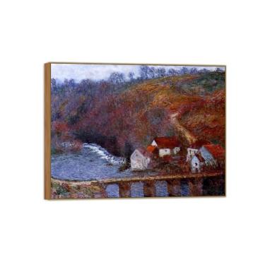 Imagem de BMZFYBS Claude Monet Famosas Impressões em Tela de Parede Pronta para Pendurar - Ponte-Quadro de Madeira para Decoração de Sala de Estar 80 x 105 cm 31 x 41 pol