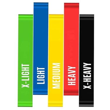 Imagem de Kit 5 Faixas Elásticas Elásticos Alongamento Pilates Yoga Exercícios Condicionamento Físico Yoga Saúde Relaxamento Academia Músculos