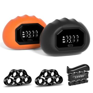 Imagem de Engraçado testador de força de aperto de palma – dinamômetro de força, dispositivo de exercício de mão recarregável para testador de mão e dedo com exercitador de dedo, equipamento de treino, laranja
