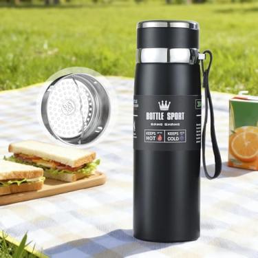 Imagem de Garrafa térmica de café e chá de 945 g 24 horas - isolada a vácuo, sem BPA, design de boca larga, fácil de limpar - preta