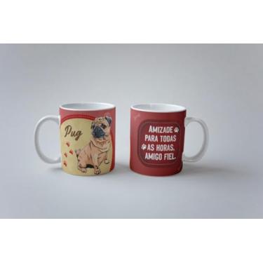 Imagem de Caneca Eu Amo Meu Pet Pug I Love Pet Porcelana 325ml (Pug 01)