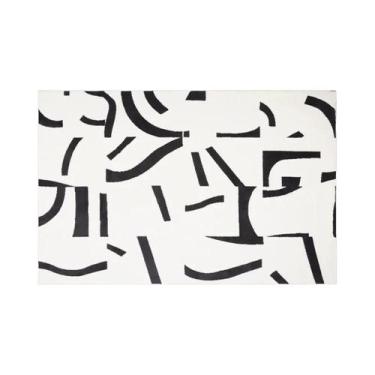 Imagem de Tapete De Imitação De Cashmere Listrado Preto E Branco, Macio, Durável