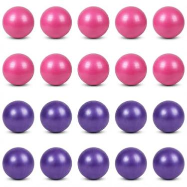 Imagem de Sotiff 20 peças, bola de pilates, exercícios de 23 cm, bola de terapia de ioga rosa e roxa para ioga, barra de estabilidade, treinamento, alongamento, postura física, treinamento, academia