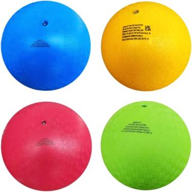 Imagem de AppleRound Bolas de parque Dodgeball de 21,5 cm, pacote com 4 bolas com 1 bomba, tamanho oficial para Dodge Ball, Handebol, Camps e Escolas (4 bolas e 1 bomba)