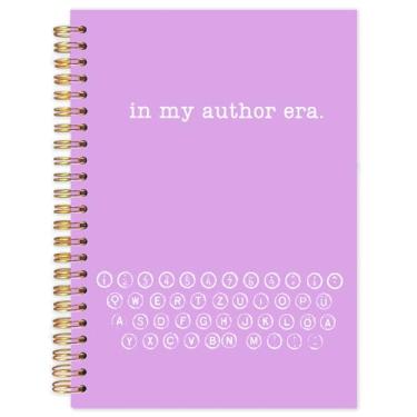 Imagem de Yhtrg Cadernos espirais com padrão de máquina de escrever roxo, presentes para autores e escritores Cadernos espirais, diários de presentes para autores para escrever, caderno My Author Era para