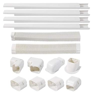 Imagem de Cestluck Mini capa de linha dividida de PVC: tampa de tubo sem duto de 10 cm e 17 pés para mini linha dividida, capa de conjunto de linha decorativa à prova d'água para mini ar condicionado dividido