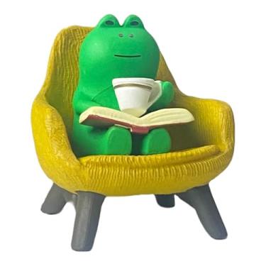 Imagem de Liiusgelad Estatuetas de anime de sapo em miniatura – Estatuetas de mesa de resina, utensílios de escritório legais para mesa, bugigangas divertidas de mesa presente para amantes de sapos (sofá