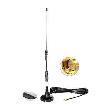 Imagem de SZSAUTO Antena de rádio amador base magnética SMA macho 8dBi VHF UHF 136-174MHz 400-470MHz antena de banda dupla para rádio portátil Icom Yaesu Vertex Standard Horizon Marine Two Way/Walkie Talkie