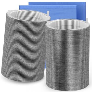 Imagem de XBWW 2 pacotes atualizados 411 Mix HEPA filtro de substituição de carbono compatível com Blue Pure 411, 411+, 411 Auto e Mini purificador de ar com 2 peças de capa externa de pré-filtro de pano