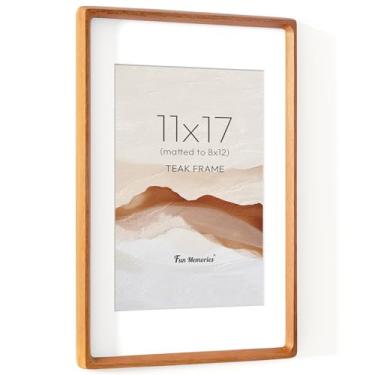 Imagem de Moldura de 28 x 43 cm, molduras de madeira teca com vidro temperado HD, canto arredondado feito à mão, moldura de madeira 28 x 43 cm, fosco para fotos de 20 x 30 cm, molduras de 28 x 43 cm, moldura de