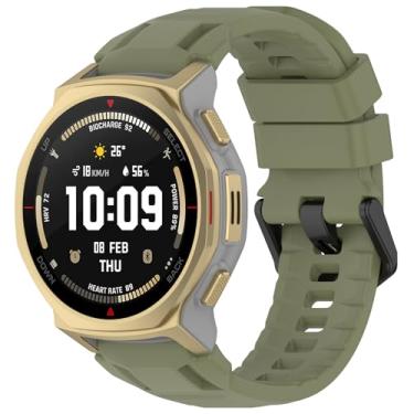 Imagem de Miimall Pulseira robusta compatível com Amazfit Trex 3 Pro masculina, impermeável, liberação rápida, pulseira esportiva de silicone macio militar ajustável para T-rex 3 Pro de 44 mm, verde