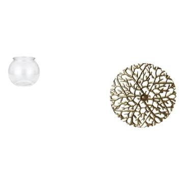 Imagem de Whtkoph Pequeno Aquário Transparente para Peixes Pequenos, Ornamento Redondo para Aquário, Vaso, Mesa, Escritório, Escultura de Parede em Metal, Decoração Art