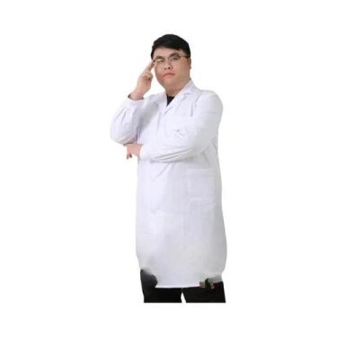 Imagem de Jaleco Branco plus Size De Manga Longa Para Médicos, Enfermeiros E Est