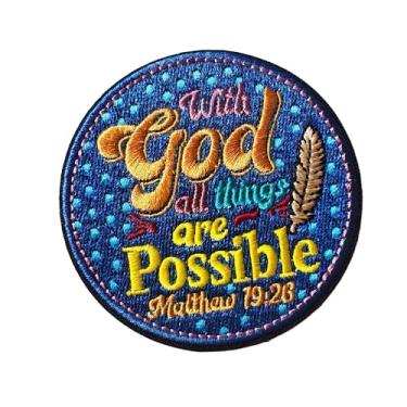 Imagem de With God All Things are Possible Inspirational Moral Patch bordado gancho e laço crachá para colete tático militar mochila mochila bolsa design baseado na fé cristã para roupas, capacetes e