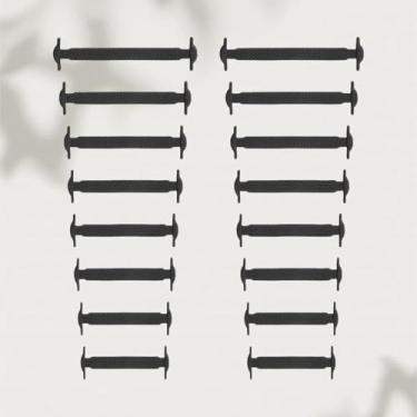 Imagem de 16 cadarços de silicone sem amarração, Preto, X