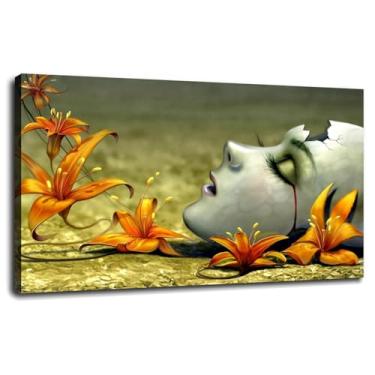 Imagem de Crying Poster Lilies Impressões em tela arte de parede quebrada para casa 1 painéis decorações com moldura 33.0 cm x 20.3 cm