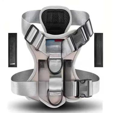 Imagem de Peitoral Ajustável Refletivo para Cachorro Porte Médio e Grande, Colete Reforçado Confortável com Regulagem e Segurança(Cinza,G (L))