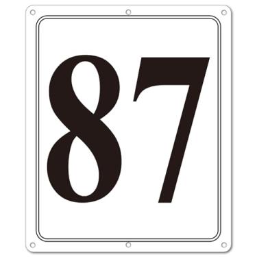 Imagem de i-CowFun Placa numerada de metal premium ao ar livre, refletiva 30,5 x 25,4 cm placas numeradas de alumínio grandes 87 para estacionamento, quadra de tênis, campo, armazém, corredor, edifício, doca