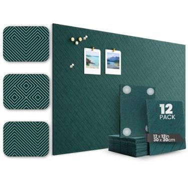 Imagem de Placa de feltro grande, alternativa para quadro de cortiça preta, pacote com 12 azulejos de parede de feltro, 47 x 35, painéis de decoração de ripas, azulejos de quadro de avisos para decoração de