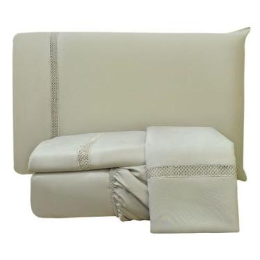 Imagem de Jogo de Cama Lençol King Apolo Micropercal 300 Fios - Verde  - 100% Po