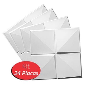 Imagem de 24 Placas Revestimento 3D Parede 0,5mm Cozinha 50x50cm Cubos - LuJP De