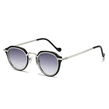 Imagem de Óculos de Sol UV400 - Armação Pequena com Lentes Degradê Transparentes em Metal para Homens e Mulheres, Ideais para Esportes ao Ar Livre, Corrida e Ciclismo, nas cores preto e cinza.