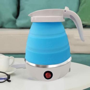 Imagem de Chaleira Elétrica Dobrável de Silicone 600ml Bivolt | Jarra Portátil para Viagem e Camping 110V | Fervura Rápida com Desligamento Automático | Chaleira Retrátil para Chá e Café