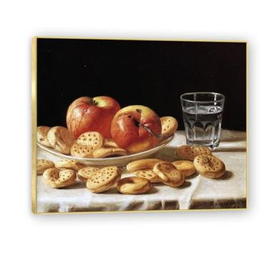 Imagem de NHLDZYH Moldura dourada. Arte de parede vintage - natureza morta com frutas - quadro de tela de estilo clássico - pintura de natureza morta com moldura decorativa. A25. 60 x 72 cm.
