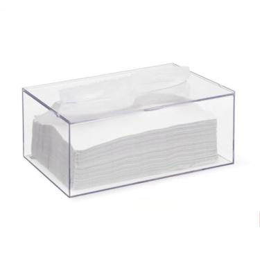 Imagem de Porta Lenço Papel Toalha Caixa Acrílico Com Tampa Mesa Pia