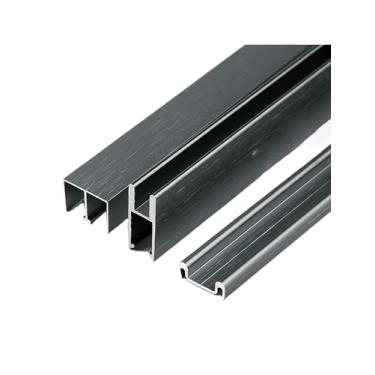 Imagem de Conjunto de trilhos de porta deslizante de liga de alumínio premium para painéis de 8 mm - Ferragens de fácil instalação (prata, 89,9 cm) - Ideal para portas de celeiro, armário e pátio