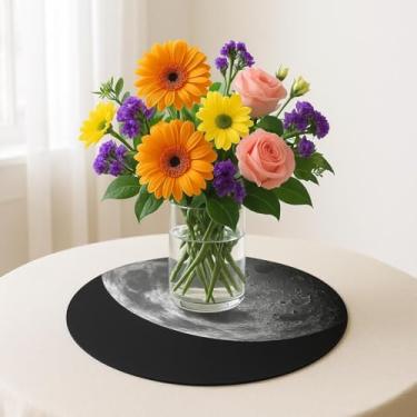 Imagem de CRYSFLOA Peças centrais de lua redonda para mesas, 25,4 cm de acrílico para destacar e colar na lua, placa de espelho de lua para decoração de parede, placas de centro de mesa para casamento, festa de