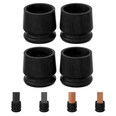 Imagem de TQVAI Elevadores de cama grandes resistentes, 10 cm A (interno 7,6 cm A), capacidade de carga de 997 kg, borda anti-queda, pacote com 4 elevadores de madeira para cama de casal King Queen, preto