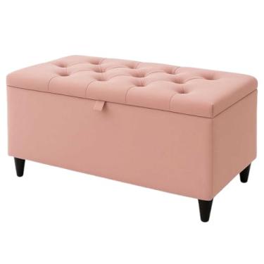 Imagem de PUFF VELUDO PÉ DE CAMA PORTA OBJETOS BRINQUEDOS SAPATOS CASA DECORAÇÃO (rose)