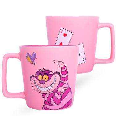 Imagem de Caneca Gato Risonho Alice Cerâmica Rosa 400ML Oficial Disney