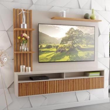 Imagem de Painel para TV Até 65 Polegadas Chandon 1 Porta 3 Prateleiras Ripado O