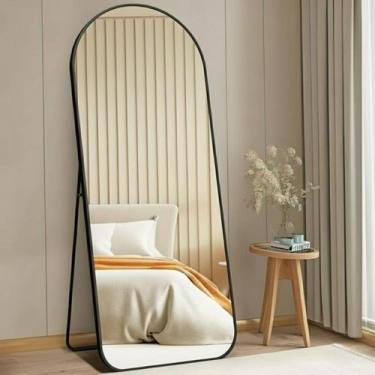 Imagem de Espelho Oval Grande Suporte de Chão com Base Reta 150x60 Corpo Inteiro