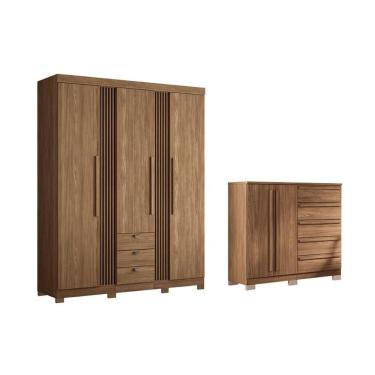 Imagem de Guarda Roupa 2 Peças (1guardaroupa+1cômoda) Qc253 Jatobá - Santos Andirá