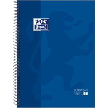 Imagem de Caderno Universitário European Book Espiral Capa Dura 1 Matéria Oxford Azul Escuro