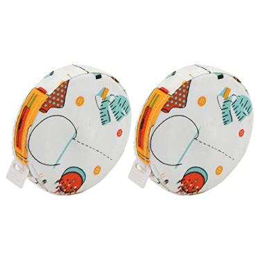 Imagem de CUOFYUNL 2 unidades de fita métrica macia de fácil leitura em formato de botão redondo fita métrica portátil para costura de medição corporal (Régua para embrulhar pano bordado laranja)