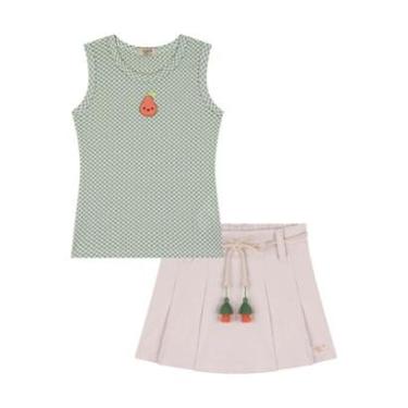 Imagem de Conjunto Infantil Menina Regata Verde/Short Saia Kukiê-Feminino