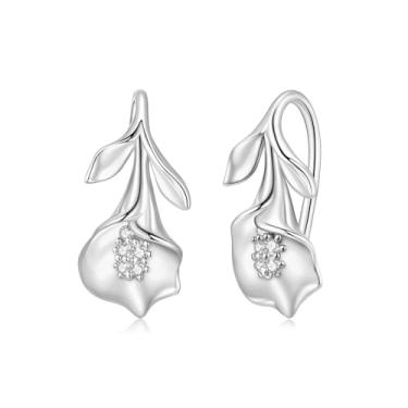 Imagem de GemKing Brincos de trevo de quatro folhas brilhantes BSE1211, Prata esterlina, Sem Pedra Preciosa