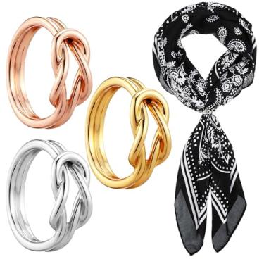 Imagem de Anel de cachecol com 3 peças, nó de camada dupla, broche de seda para mulheres, porta-cachecóis delicados, anéis de suporte de cachecóis de linha dupla, cachecóis, fivela, fecho, clipe, tamanho do